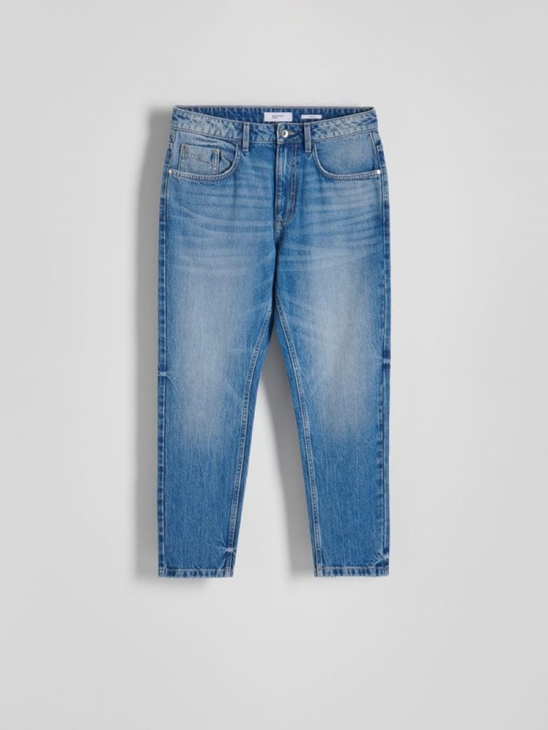 Blue Men's Reserved Carrot Cropped Jeans | 94317MHPT