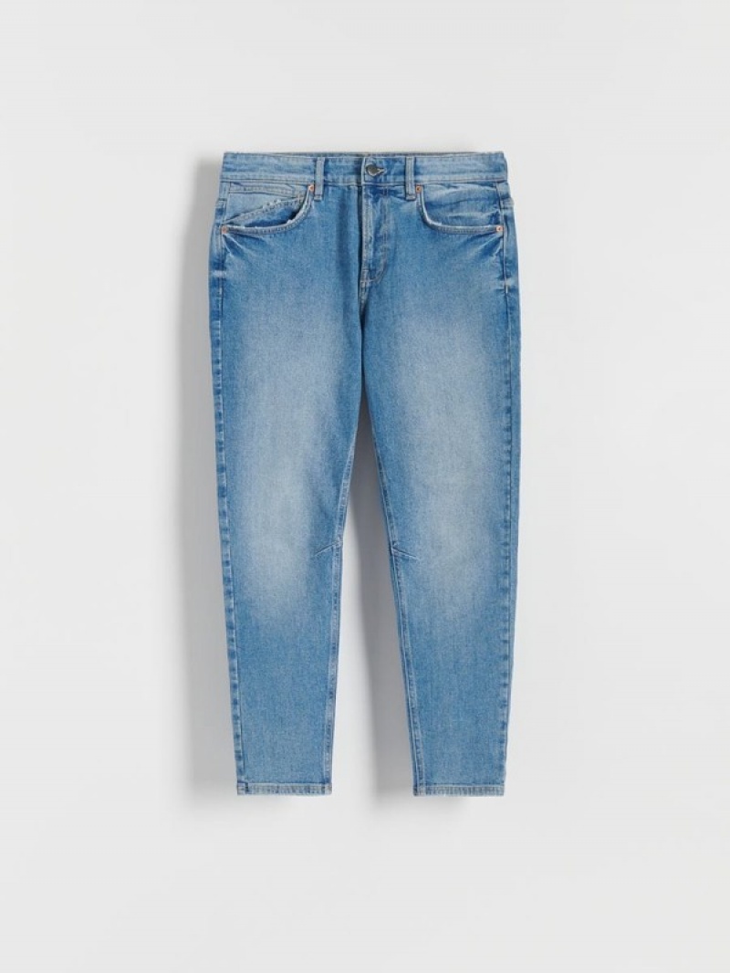 Blue Men's Reserved Carrot Slim Jeans | 62341EKZV