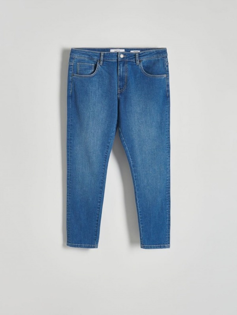 Blue Men's Reserved Carrot Slim Jeans | 94127NKWY