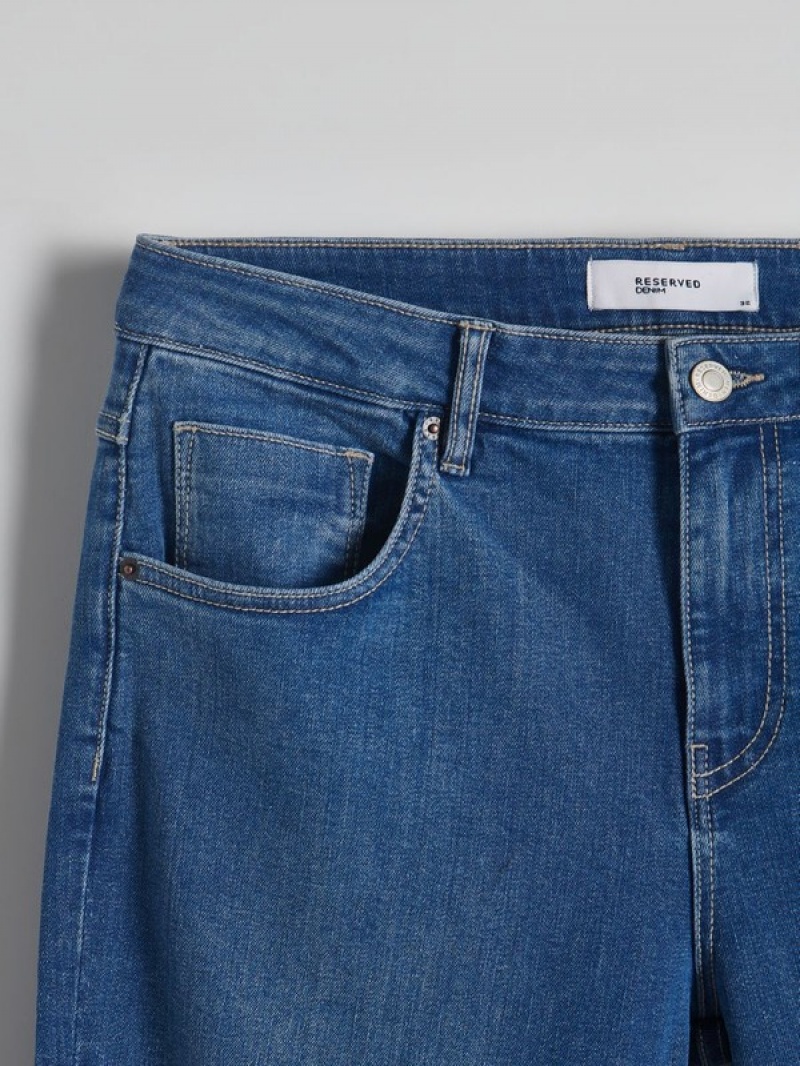 Blue Men's Reserved Carrot Slim Jeans | 94127NKWY