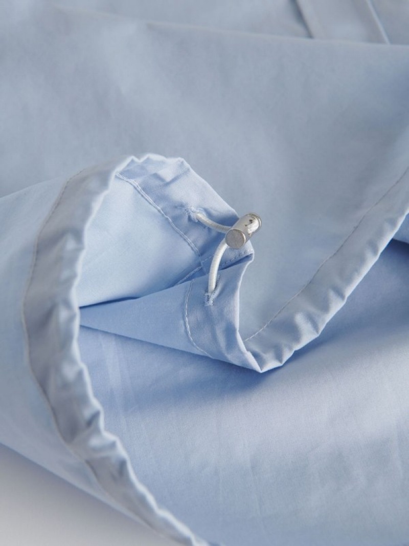 Blue Men's Reserved Oversized Cotton Shirts | 96072RMSQ