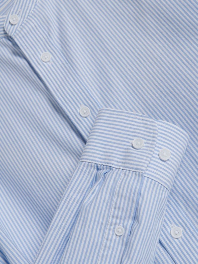 Blue Men's Reserved Regular Fit Mandarin Collar Shirts | 51872EZVY