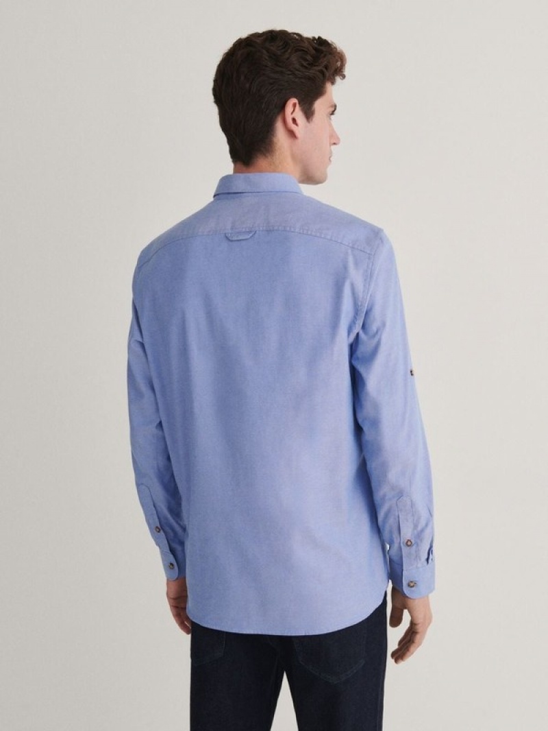 Blue Men's Reserved Regular Fit Shirts | 06821KJMZ