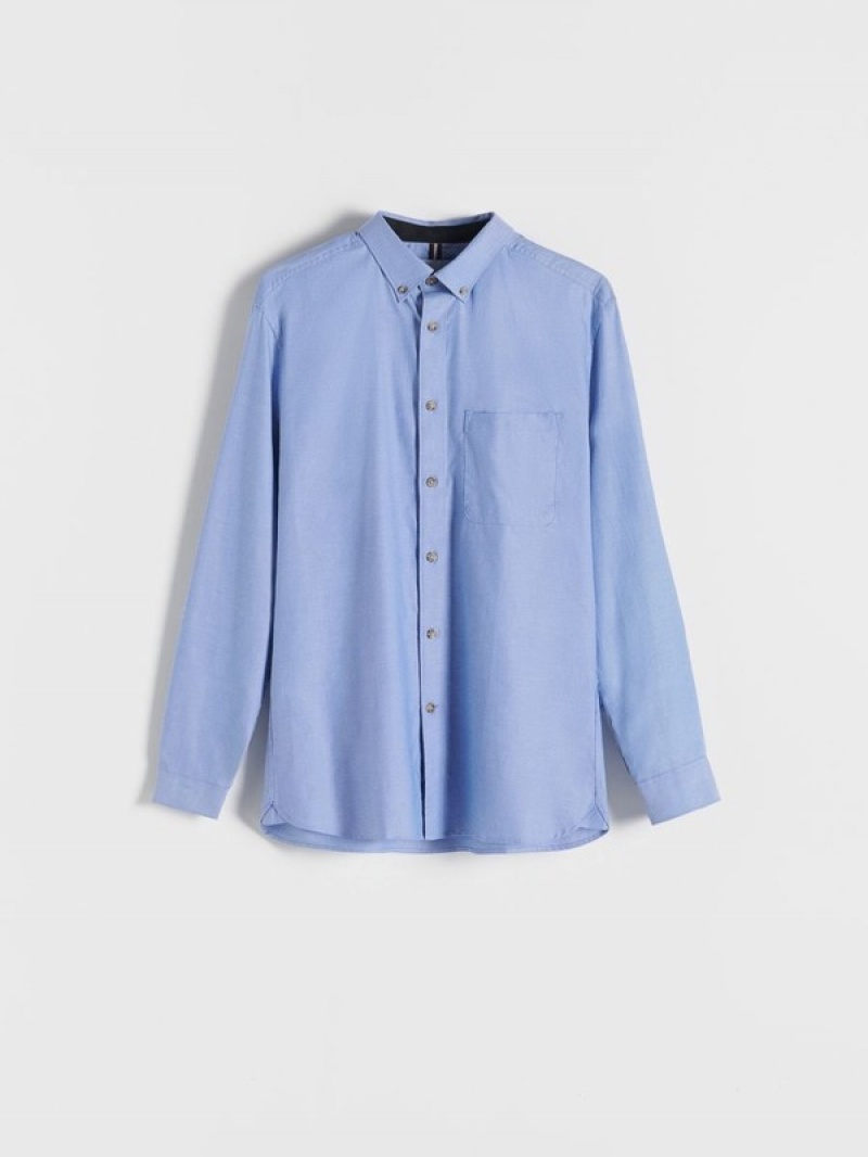 Blue Men's Reserved Regular Fit Shirts | 06821KJMZ