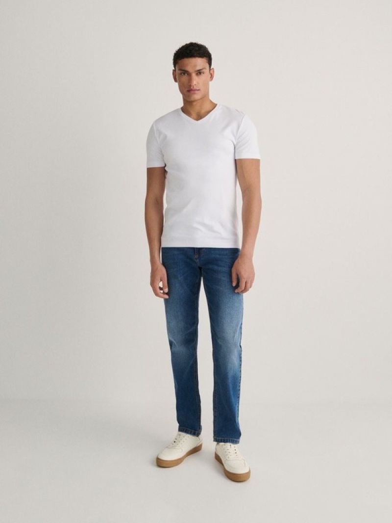 Blue Men's Reserved Slimwash Effect Jeans | 82650KPLM