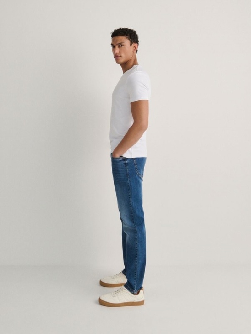 Blue Men's Reserved Slimwash Effect Jeans | 82650KPLM