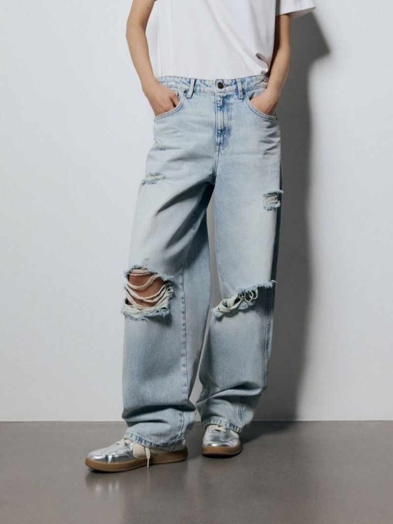 Blue Women's Reserved Balloon Fit Jeans | 95120VGLM