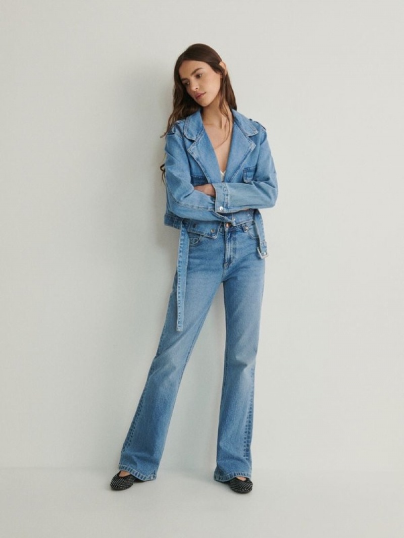 Blue Women's Reserved Bootcut Jeans | 62735ORWN