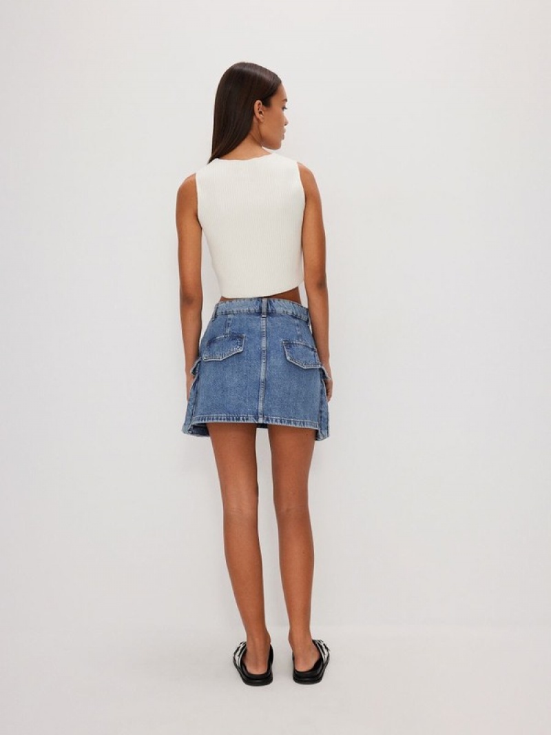 Blue Women's Reserved Cargo Pockets Skirts | 23810WGBS