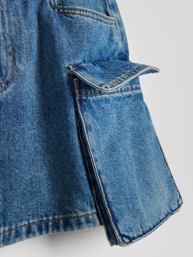 Blue Women's Reserved Cargo Pockets Skirts | 23810WGBS