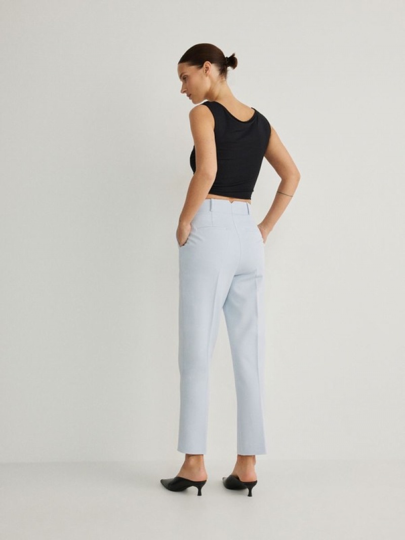 Blue Women's Reserved Cigaretteviscose Blend Trousers | 05283NFDI