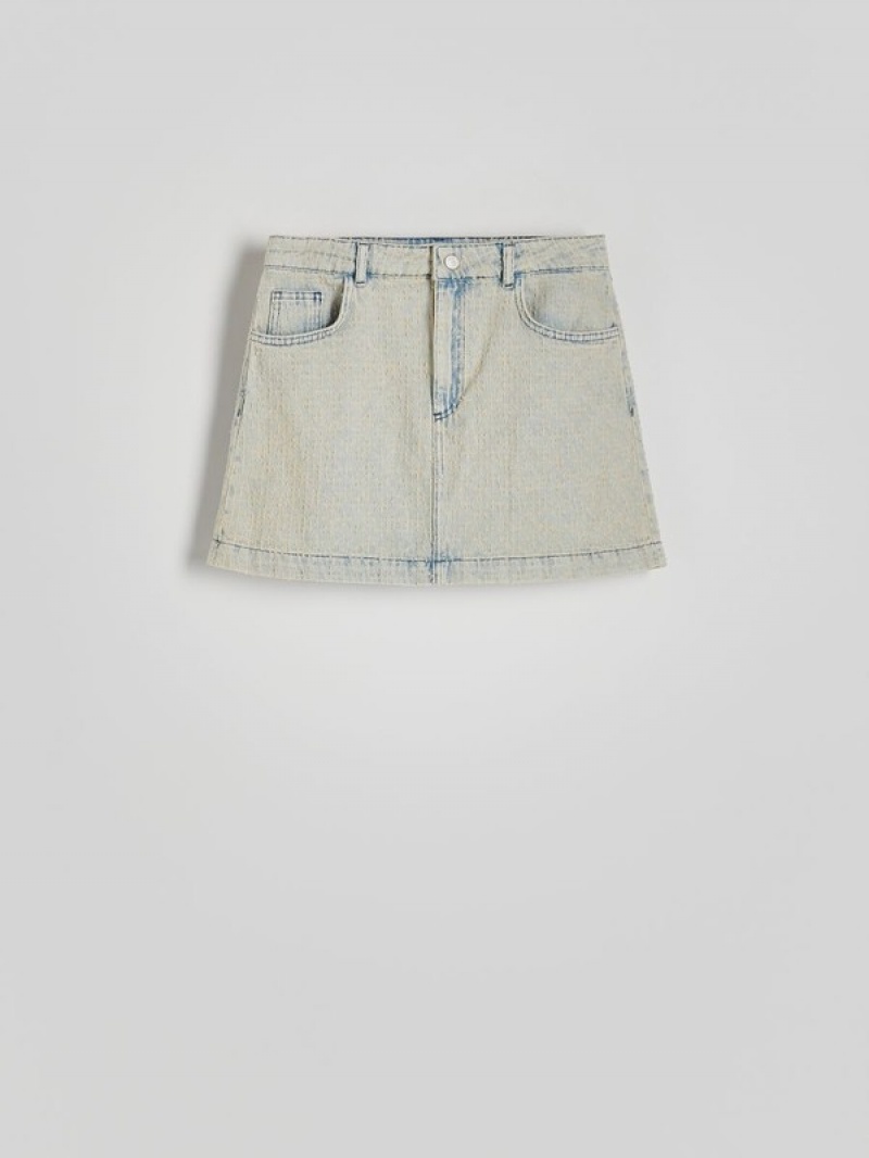 Blue Women's Reserved Denim Mini Skirts | 07619LPXY