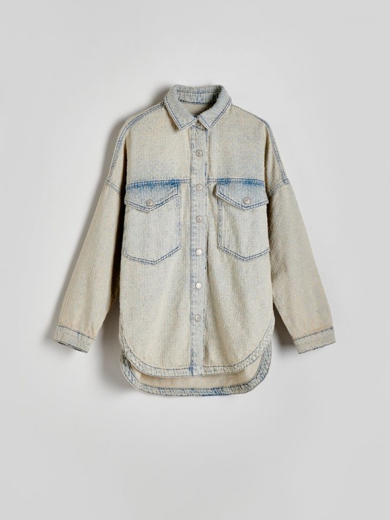 Blue Women's Reserved Denim Shirts | 27490AIDB