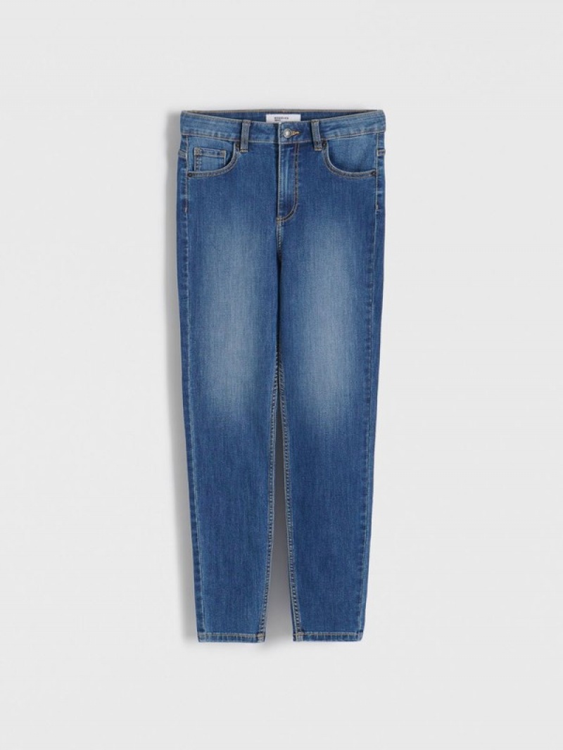 Blue Women's Reserved High Waist Slim Jeans | 37018XMPI