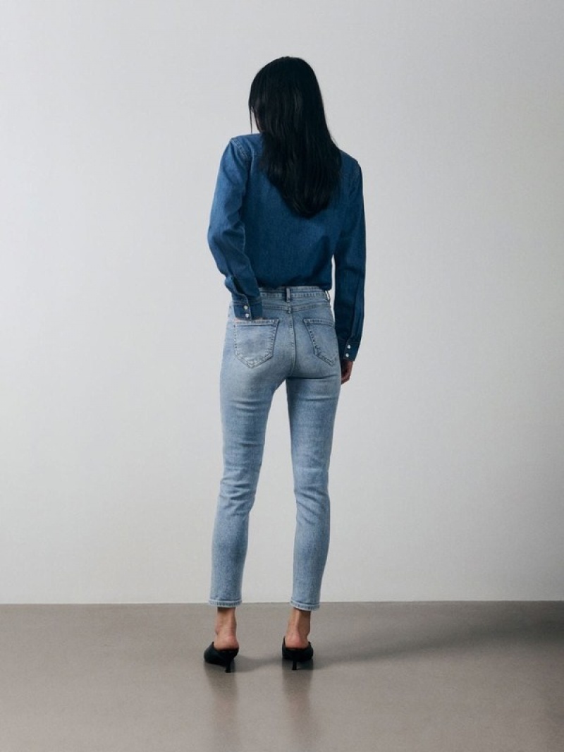 Blue Women's Reserved Mid Rise Slim Jeans | 64758NSRP