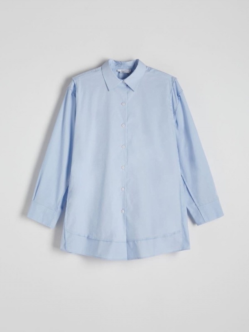 Blue Women's Reserved Oxfordstitching Shirts | 86947NSHA