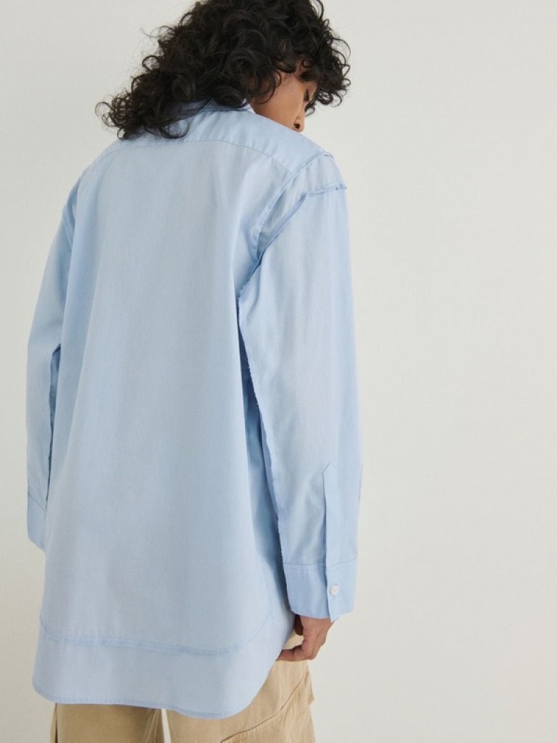 Blue Women's Reserved Oxfordstitching Shirts | 86947NSHA