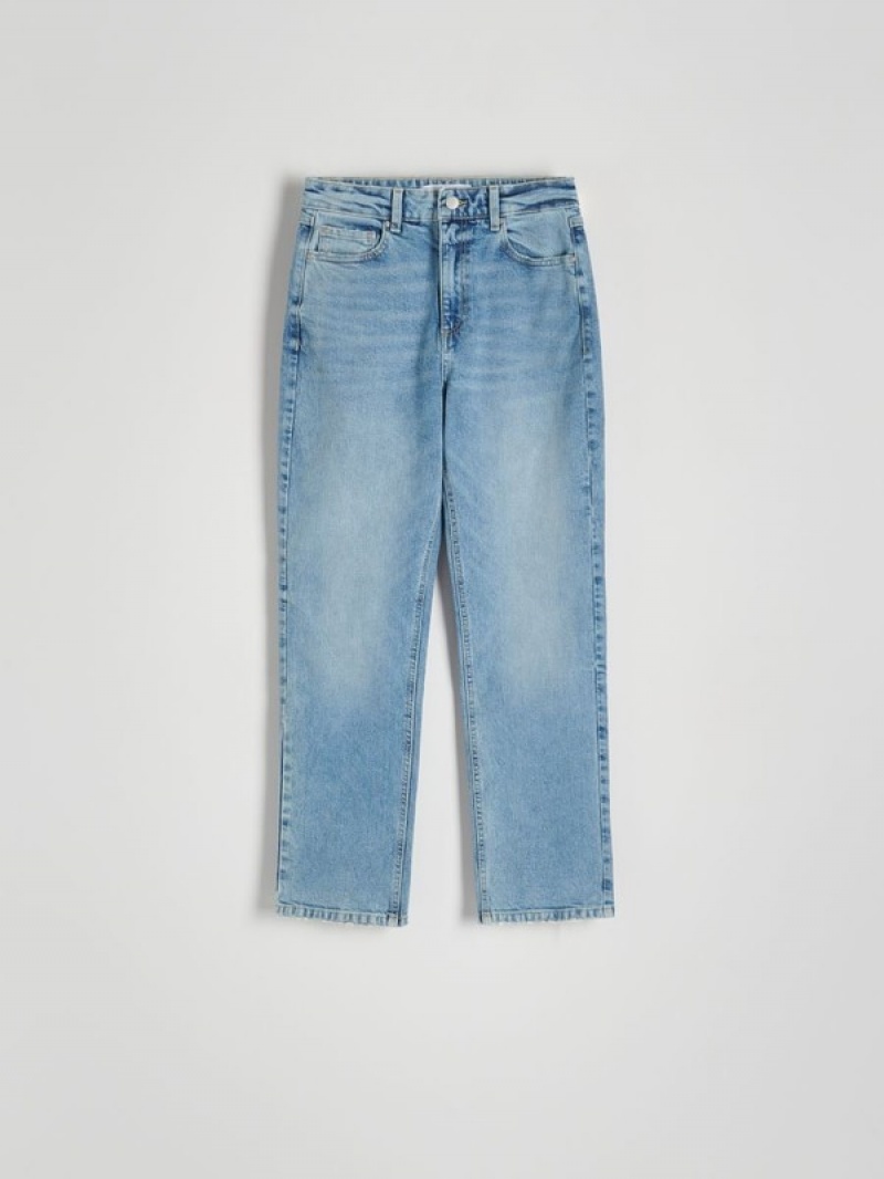 Blue Women's Reserved Straight Jeans | 01852HDFZ