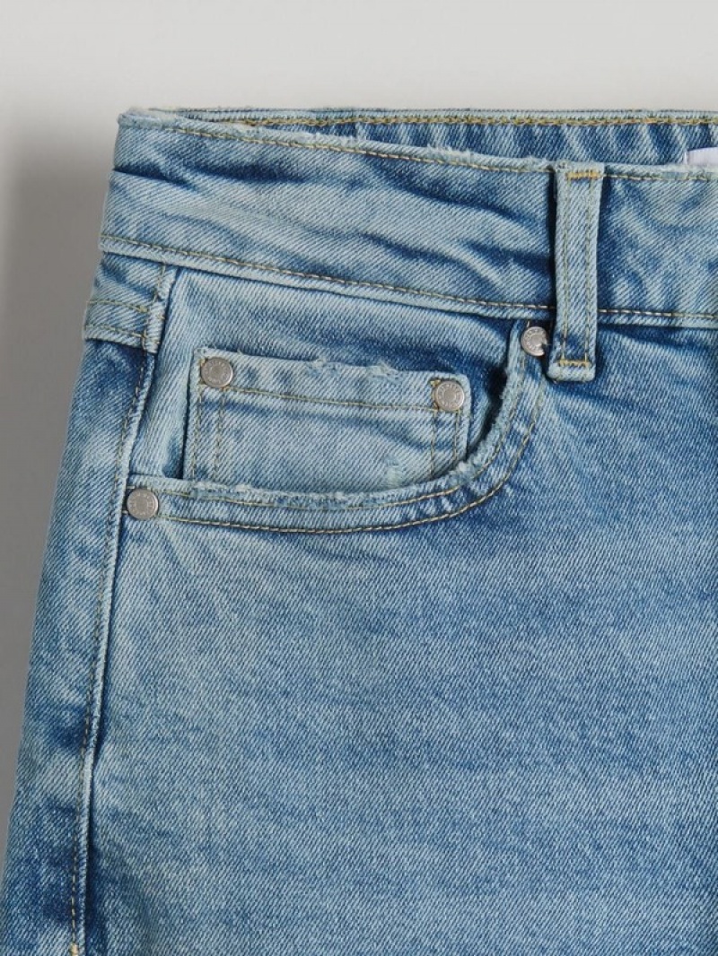 Blue Women's Reserved Straight Jeans | 01852HDFZ