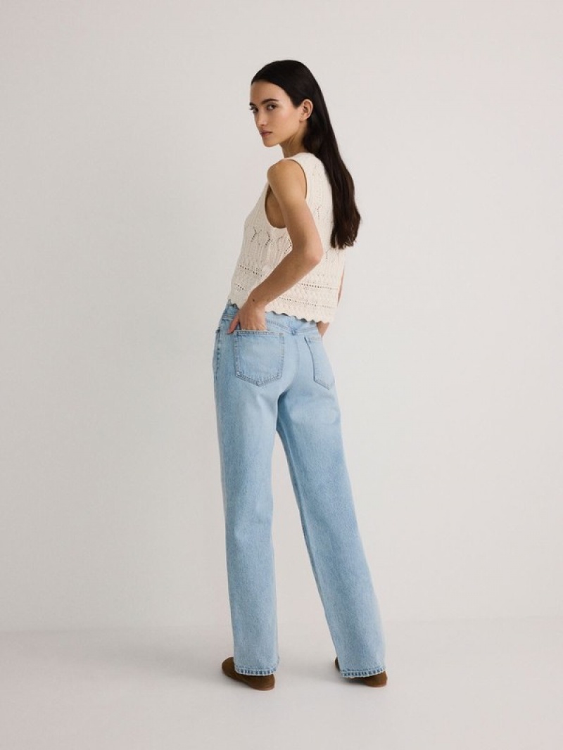 Blue Women's Reserved Straight Jeans | 56410VJWT