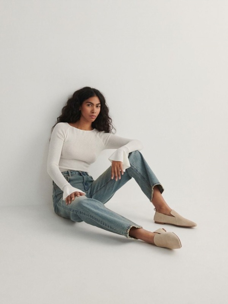 Blue Women's Reserved Straight Jeans | 68917IEFZ