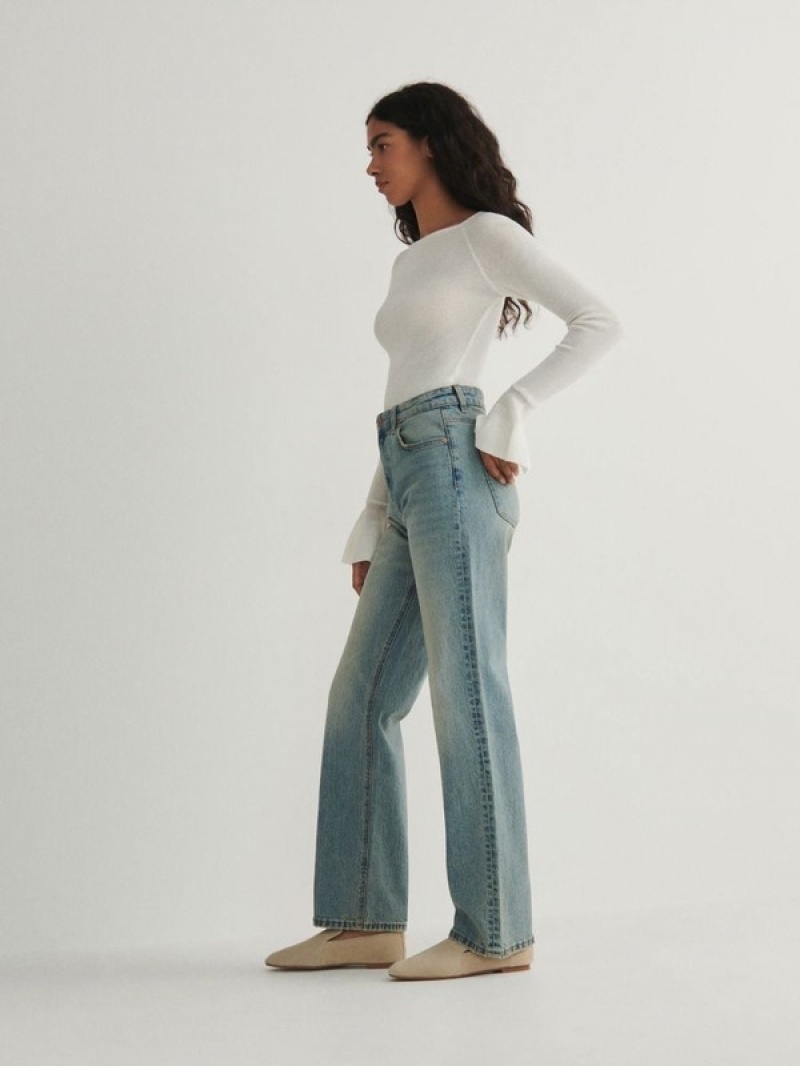 Blue Women's Reserved Straight Jeans | 68917IEFZ