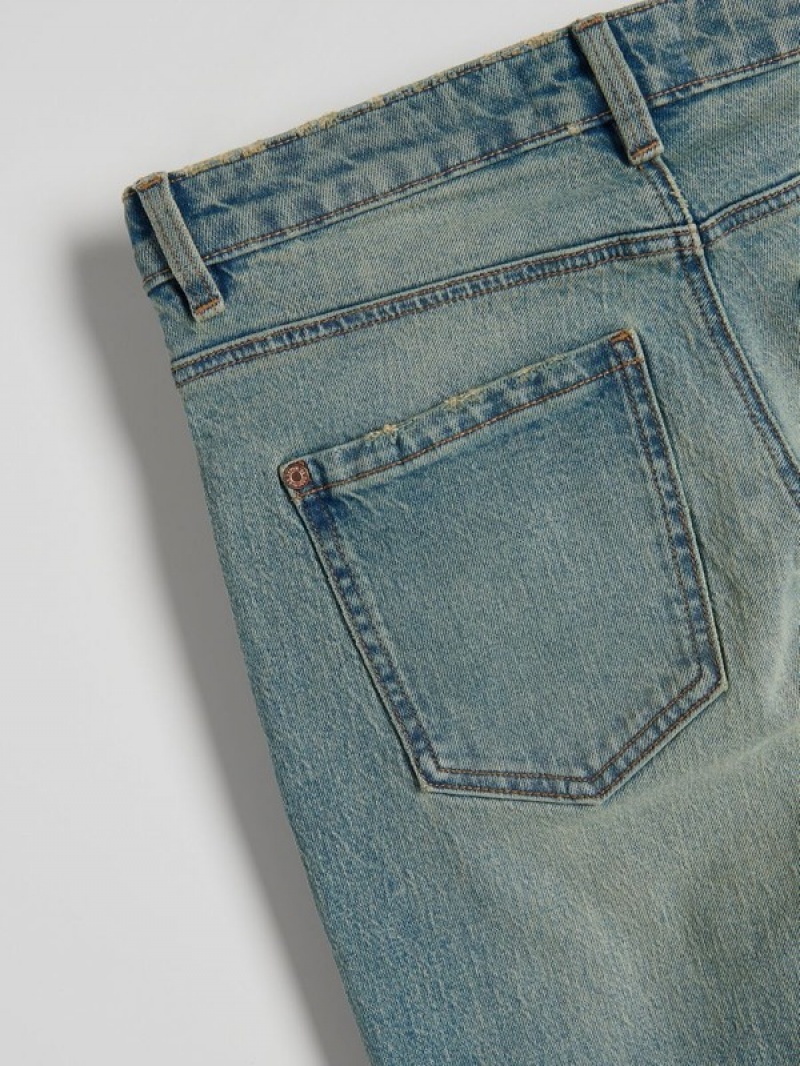 Blue Women's Reserved Straight Jeans | 73869RMXF