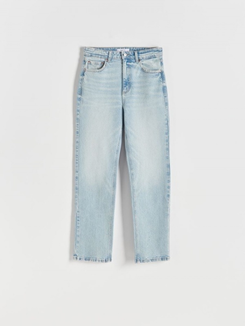 Blue Women's Reserved Straight Jeans | 73950HAJZ