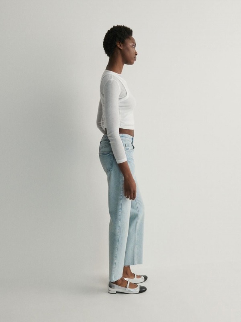 Blue Women's Reserved Straight Leg Jeans | 87241UOQV