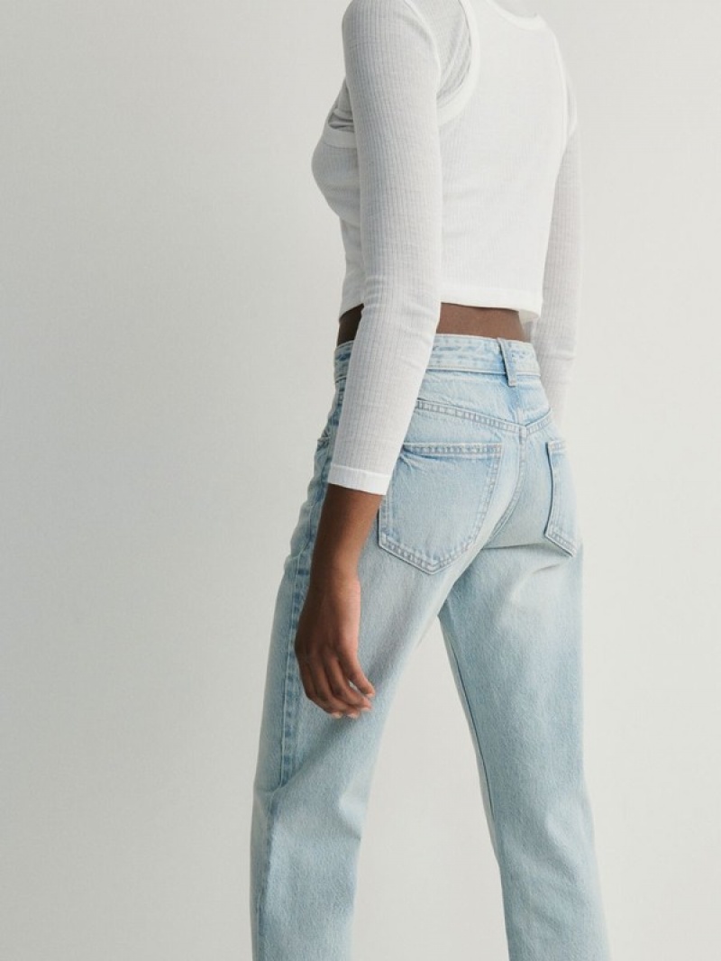 Blue Women's Reserved Straight Leg Jeans | 87241UOQV