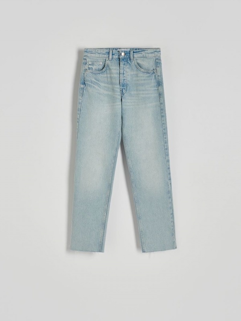 Blue Women's Reserved Straight Leg Jeans | 87241UOQV