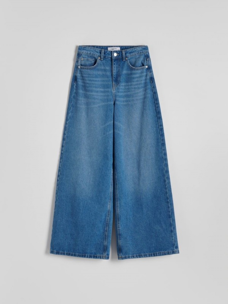 Blue Women's Reserved Wide Leg Jeans | 01657KINU