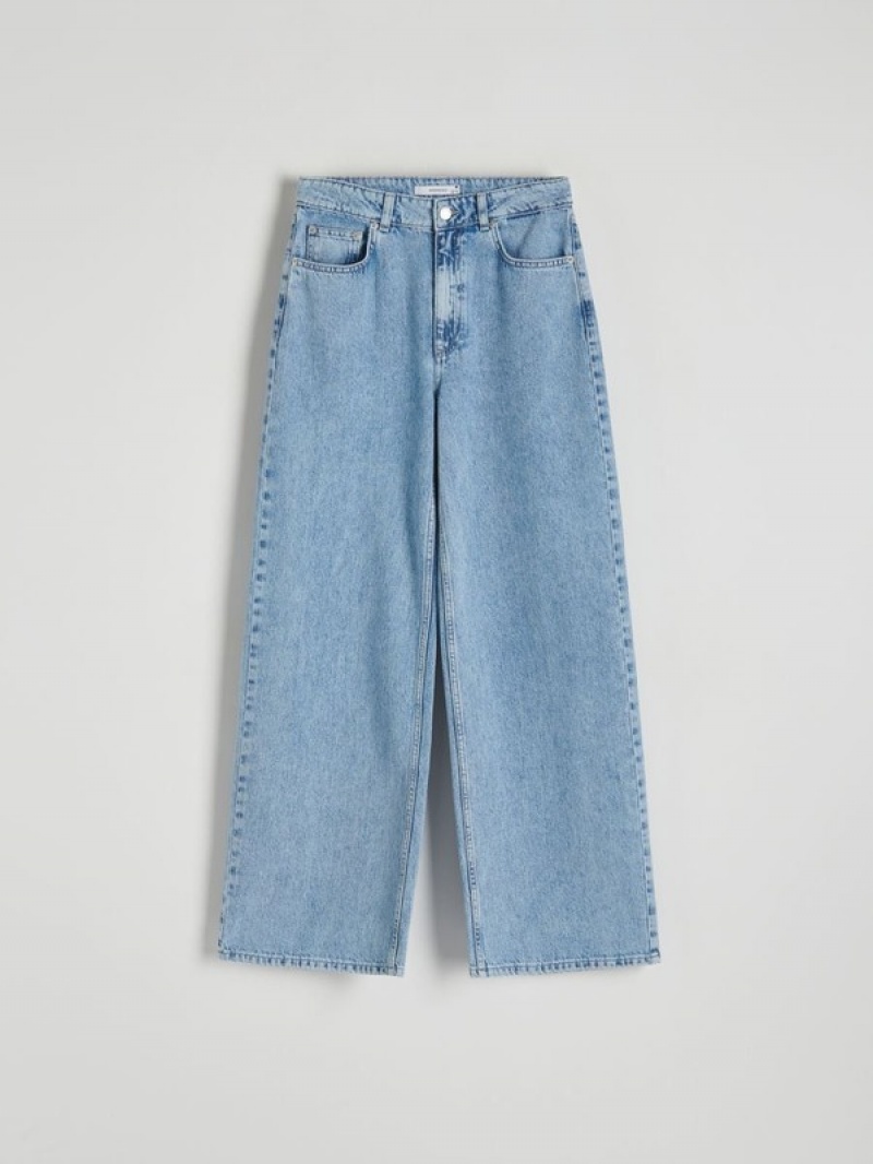 Blue Women's Reserved Wide Leg Jeans | 03429AQJZ