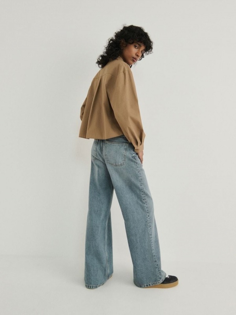 Blue Women's Reserved Wide Leg Jeans | 06473KUNE