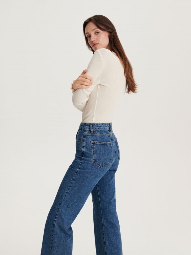 Blue Women's Reserved Wide Leg Jeans | 28156XCIY