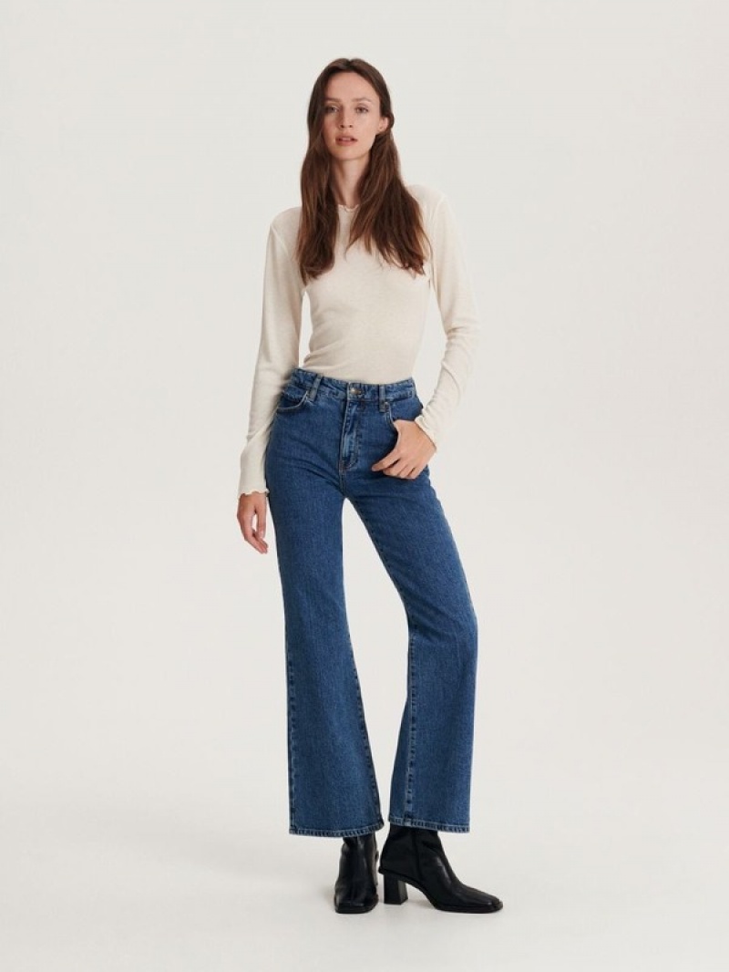 Blue Women\'s Reserved Wide Leg Jeans | 28156XCIY