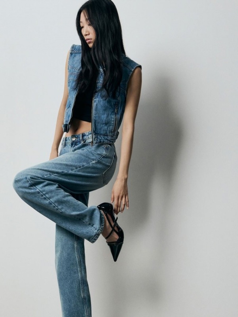 Blue Women's Reserved Wide Leg Jeans | 78463TKJS