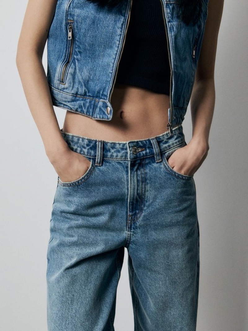 Blue Women's Reserved Wide Leg Jeans | 78463TKJS