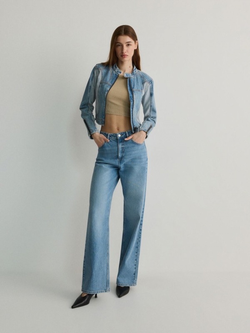 Blue Women's Reserved Wide Leg Jeans | 91062BMKC