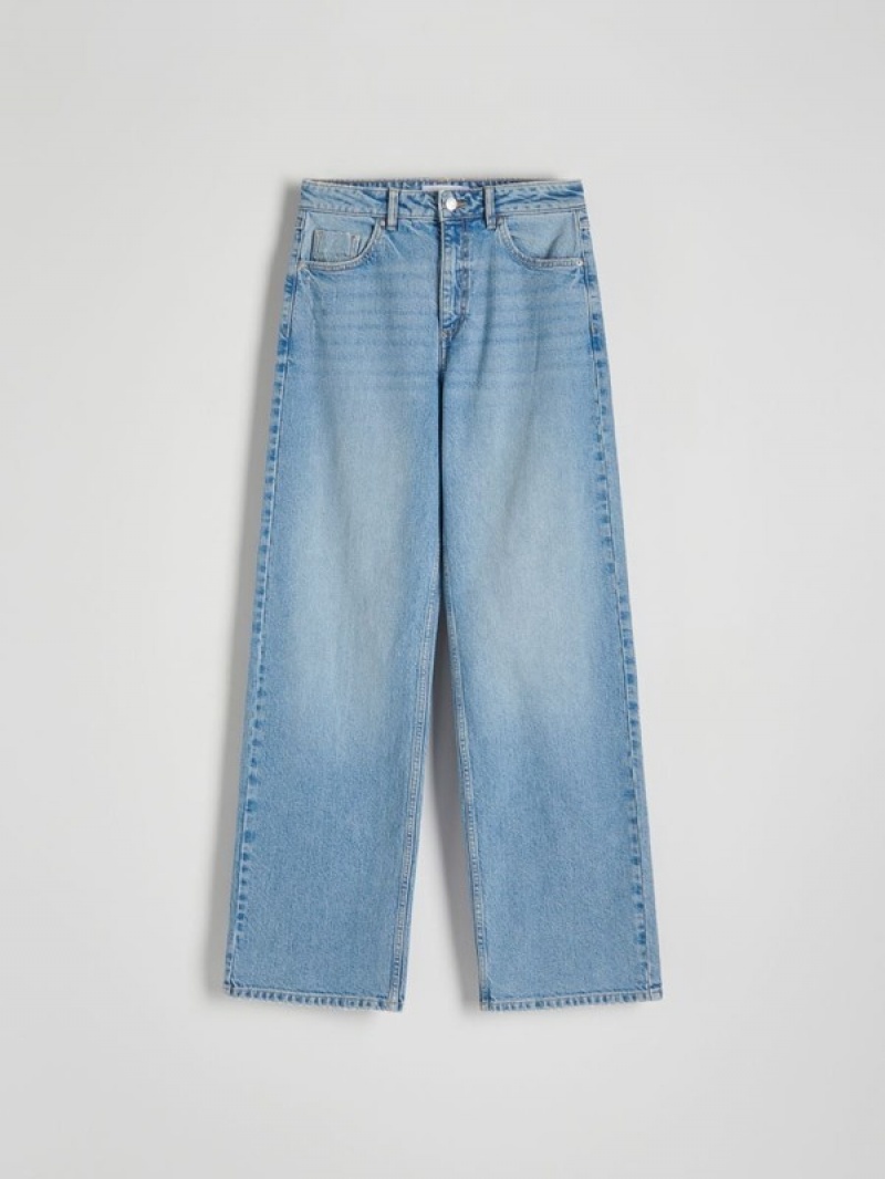 Blue Women's Reserved Wide Leg Jeans | 91062BMKC