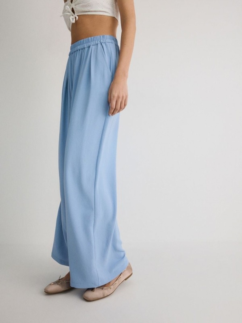 Blue Women's Reserved Wide Leg Trousers | 39748TASF