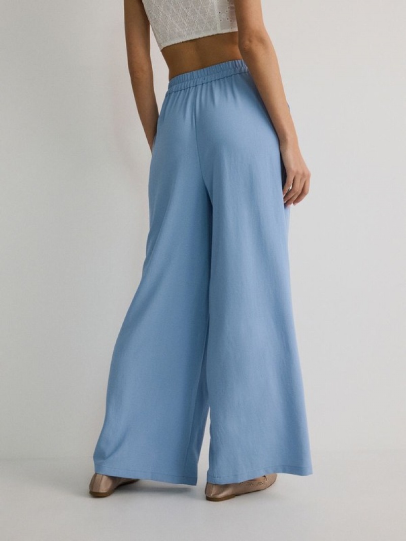 Blue Women's Reserved Wide Leg Trousers | 39748TASF