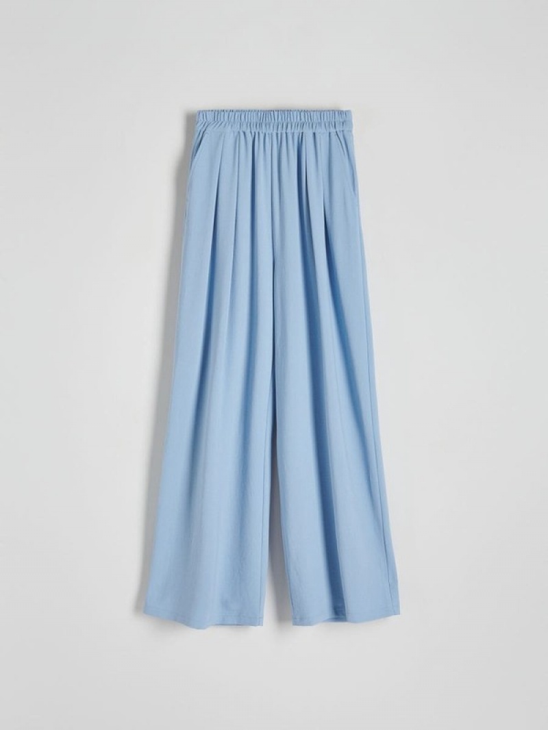 Blue Women's Reserved Wide Leg Trousers | 39748TASF