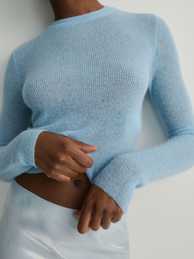 Blue Women's Reserved Wool Blend Sweaters | 38204TPUZ