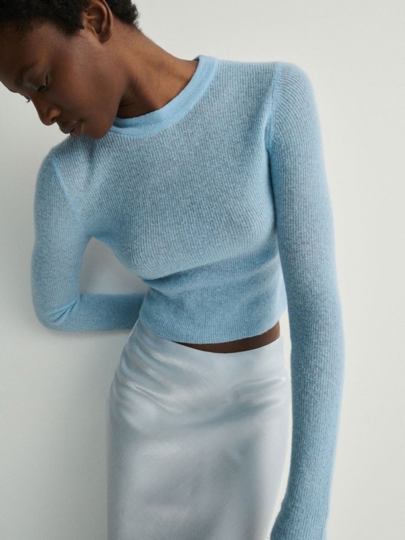 Blue Women's Reserved Wool Blend Sweaters | 38204TPUZ