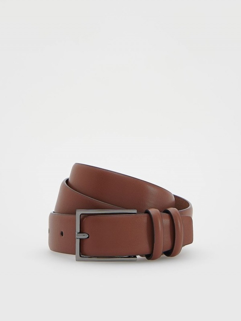 Brown Men\'s Reserved Combined Materials Belts | 84073FNAS