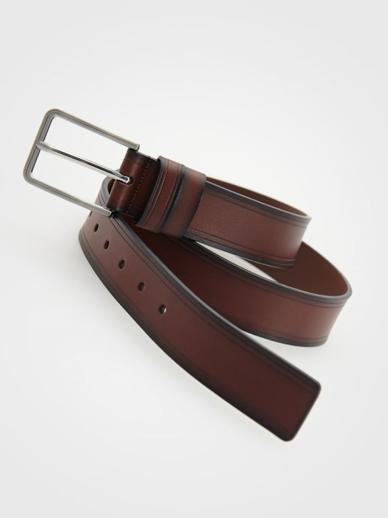 Brown Men's Reserved Combined Materials Belts | 68350INRX