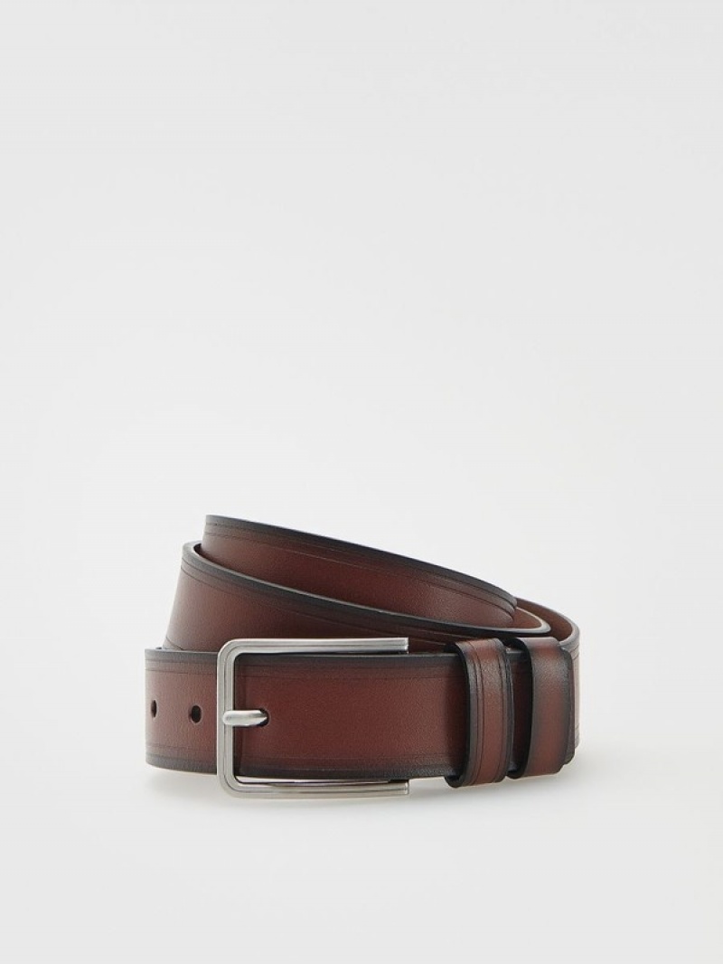 Brown Men\'s Reserved Combined Materials Belts | 68350INRX