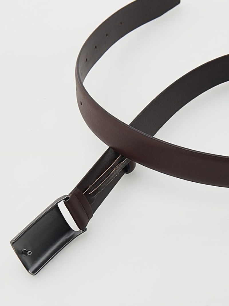 Brown Men's Reserved Combined Materials Belts | 96037CMTI