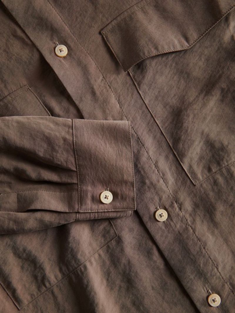 Brown Men's Reserved Modal Rich Comfort Fit Shirts | 43851BKVR